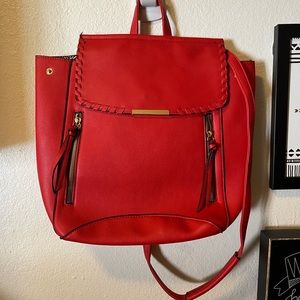 Red backpack purse